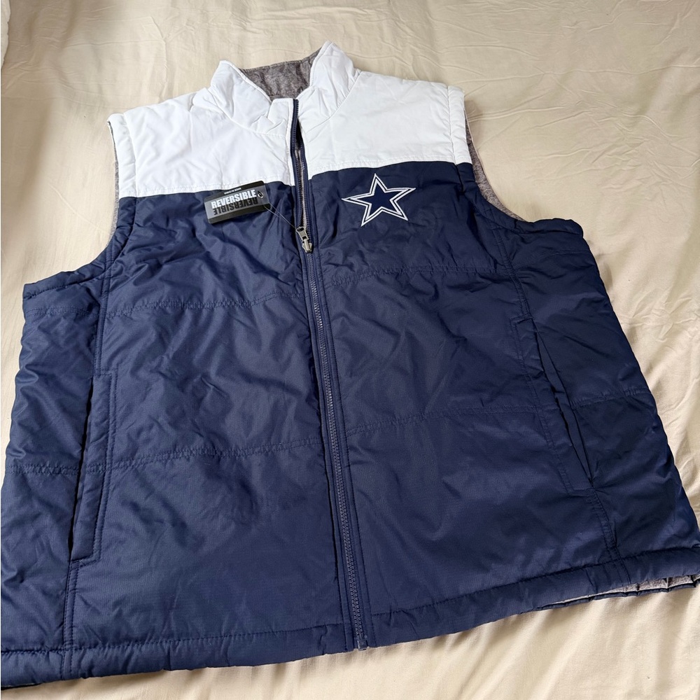 NFL Cowboys Navy and White Reversible Vest